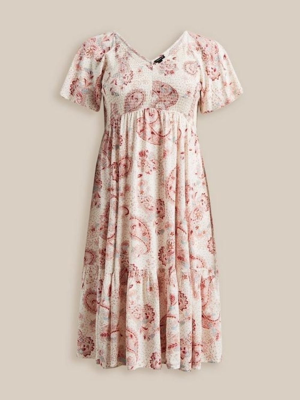 Torrid's Size 6 Boho Midi Dress in Cream with Rose Paisley Print